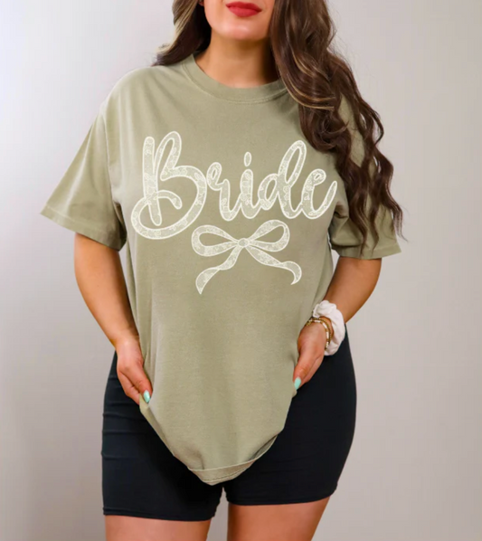 Bride White Lace Bow Tee